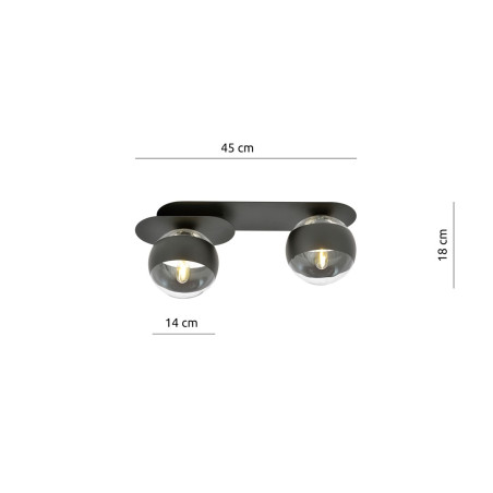 Lampa sufitowa  PLAZA 2 BLACK/STRIPE 1121/2 EMIBIG