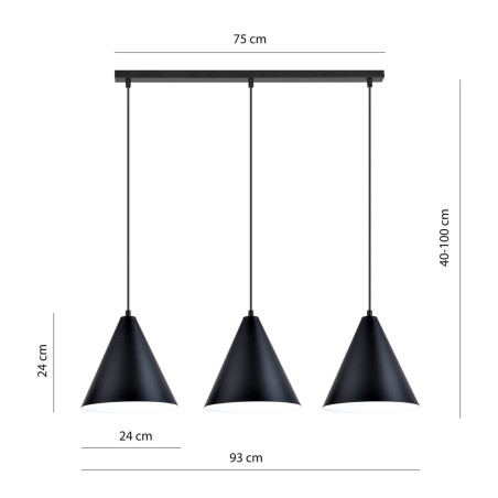 Lampa wisząca REBEL 3 BLACK/WHITE 1270/3 EMIBIG