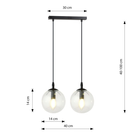 Lampa wisząca  COSMO 2 BL TRANSPARENT 711/2 EMIBIG