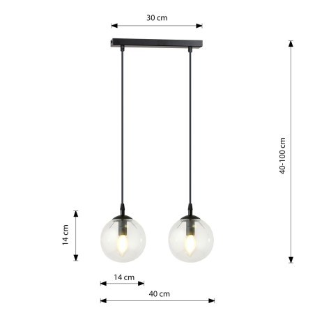 Lampa wisząca  COSMO 2 BL TRANSPARENT 711/2 EMIBIG
