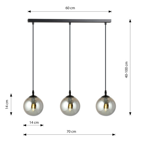 Lampa wisząca  COSMO 3 BL GRAFIT 712/3 EMIBIG