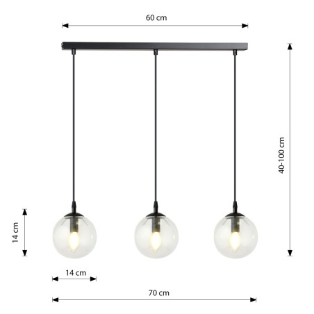Lampa wisząca  COSMO 3 BL TRANSPARENT 711/3 EMIBIG
