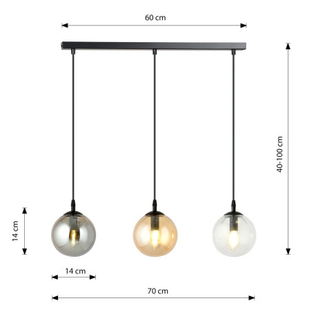Lampa wisząca  COSMO 3 BL MIX 714/3 EMIBIG