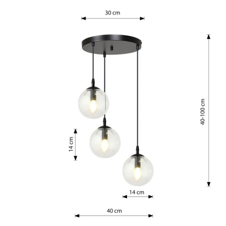 Lampa wisząca  COSMO 3 BL PREMIUM TRANSPARENT 711/3PREM EMIBIG