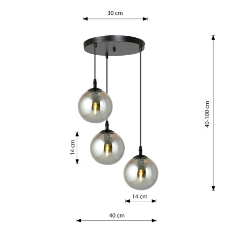 Lampa wisząca  COSMO 3 BL PREMIUM GRAFIT 712/3PREM EMIBIG