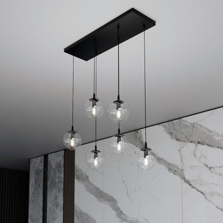 Lampa wisząca  COSMO 6 BL TRANSPARENT 711/6 EMIBIG