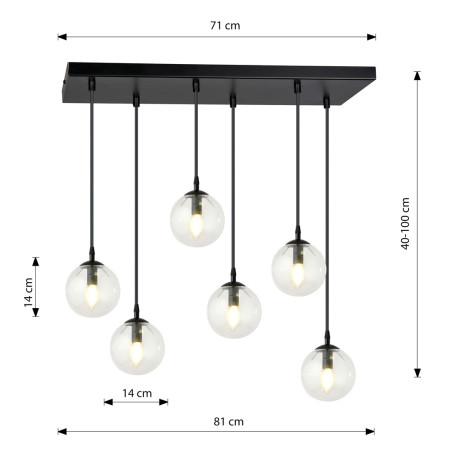 Lampa wisząca  COSMO 6 BL TRANSPARENT 711/6 EMIBIG