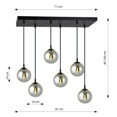 Lampa wisząca  COSMO 6 BL GRAFIT 712/6 EMIBIG