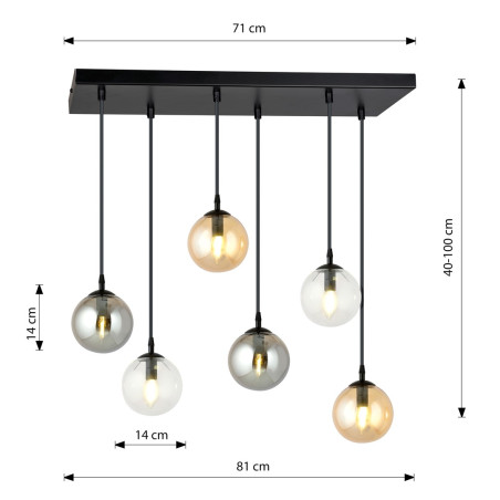 Lampa wisząca  COSMO 6 BL MIX1 714/6M1 EMIBIG