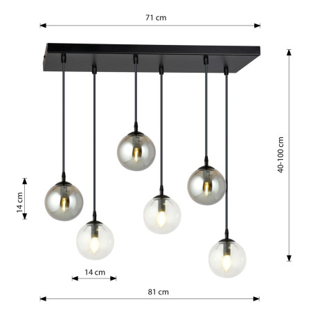 Lampa wisząca  COSMO 6 BL MIX2 714/6M2 EMIBIG