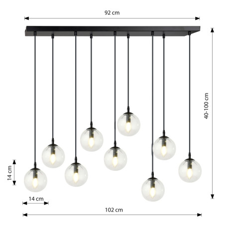 Lampa wisząca  COSMO 9 BL TRANSPARENT 711/9 EMIBIG