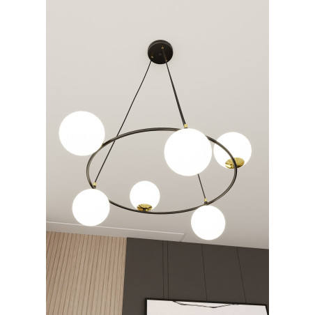 Lampa wisząca AZURA 6 BL OPAL 1295/6 EMIBIG