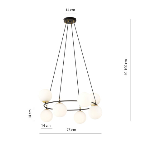 Lampa wisząca AZURA 8 BL OPAL 1295/8 EMIBIG