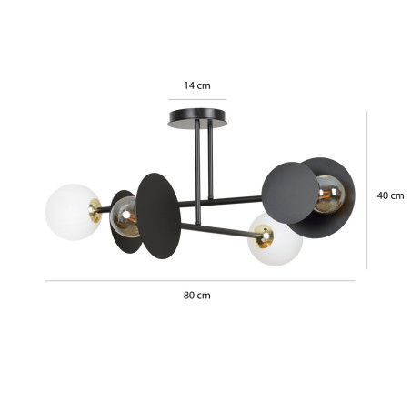 Lampa sufitowa  MINERVA 4 BLACK 612/4 EMIBIG