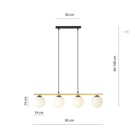 Lampa wisząca ALORA 4 BL OPAL 1254/4 EMIBIG