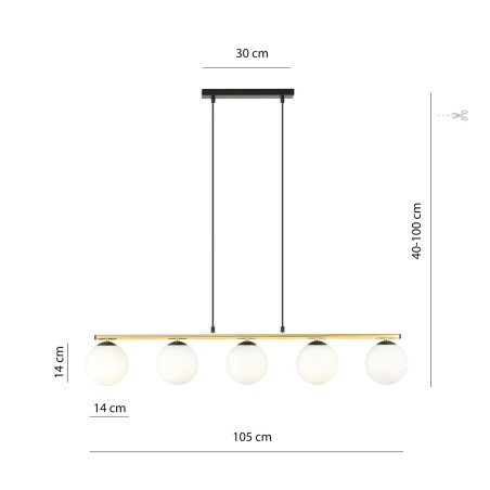 Lampa wisząca ALLORA 5 BL OPAL 1254/5 EMIBIG