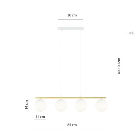 Lampa wisząca ALLORA 4 WH OPAL 1255/4 EMIBIG