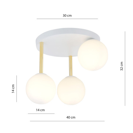Lampa sufitowa  DOLCE 3 WH OPAL 1261/3 EMIBIG