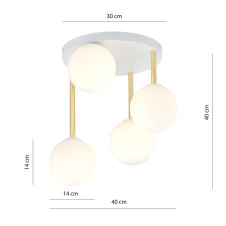 Lampa sufitowa  DOLCE 4 WH OPAL 1261/4 EMIBIG