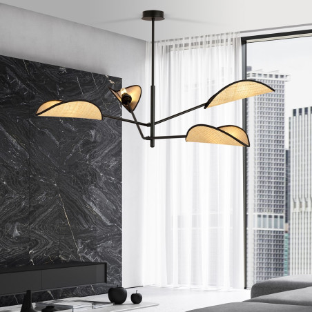 Lampa sufitowa  VENE 4 BLACK/RATTAN 1160/4 EMIBIG