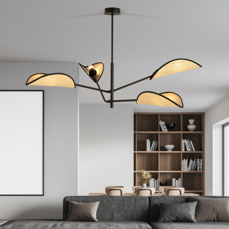 Lampa sufitowa  VENE 4 BLACK/RATTAN 1160/4 EMIBIG