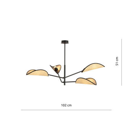 Lampa sufitowa  VENE 4 BLACK/RATTAN 1160/4 EMIBIG