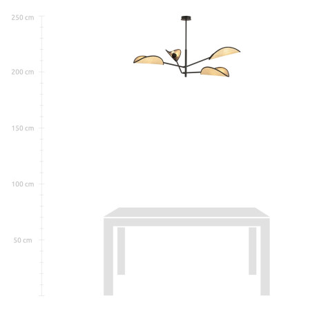 Lampa sufitowa  VENE 4 BLACK/RATTAN 1160/4 EMIBIG