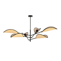 Lampa sufitowa  VENE 6 BLACK/RATTAN 1160/6 EMIBIG
