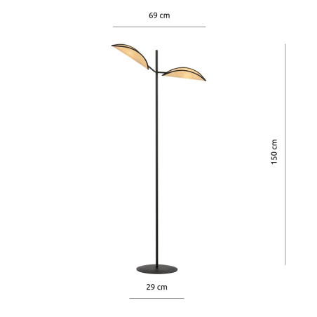 Lampa podłogowa VENE LP2 BLACK/RATTAN 1160/LP2 EMIBIG
