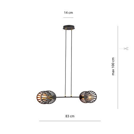 Lampa wisząca PLAYA 2 BLACK 1146/2 EMIBIG