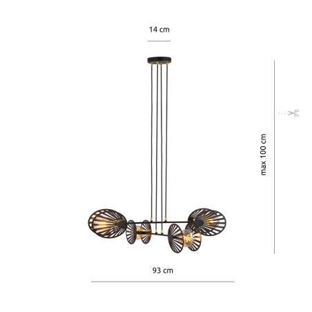 Lampa wisząca PLAYA 4 BLACK  1146/4 EMIBIG