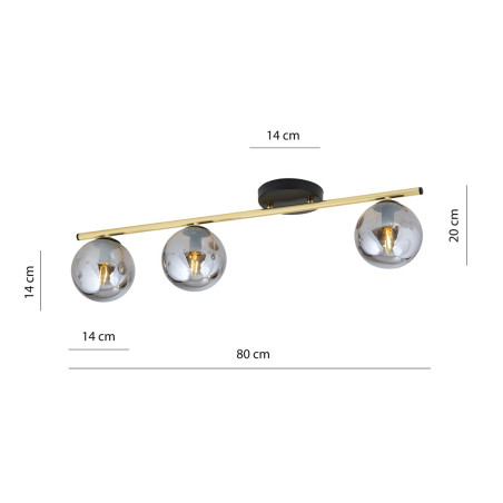 Lampa sufitowa  MONZA 3 BL GRAFIT 1250/3 EMIBIG