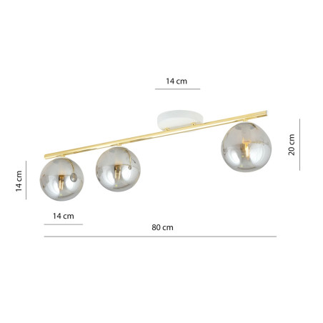 Lampa sufitowa  MONZA 3 WH GRAFIT 1251/3 EMIBIG