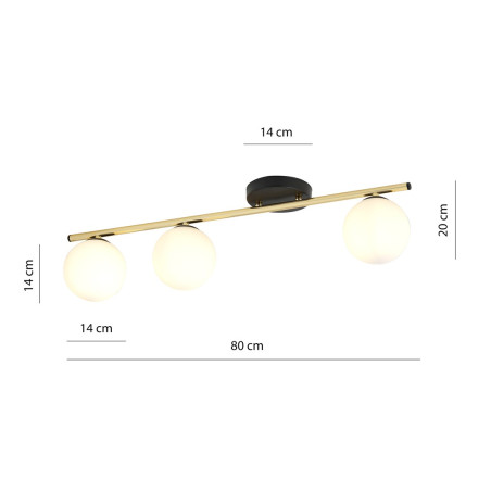 Lampa sufitowa  MONZA 3 BL OPAL 1252/3 EMIBIG