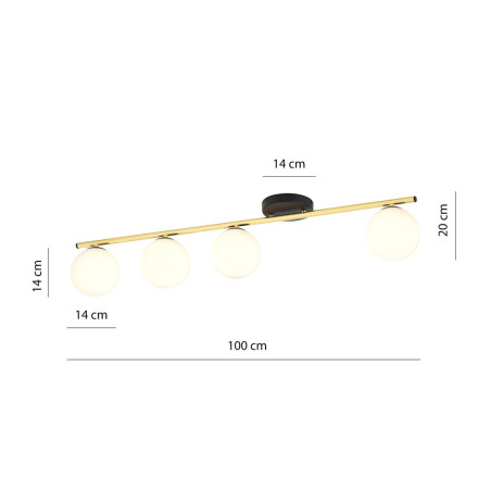 Lampa sufitowa  MONZA 4 BL OPAL 1252/4 EMIBIG