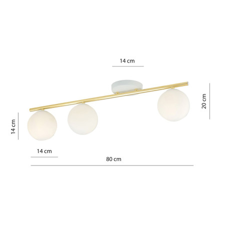 Lampa sufitowa  MONZA 3 WH OPAL 1253/3 EMIBIG