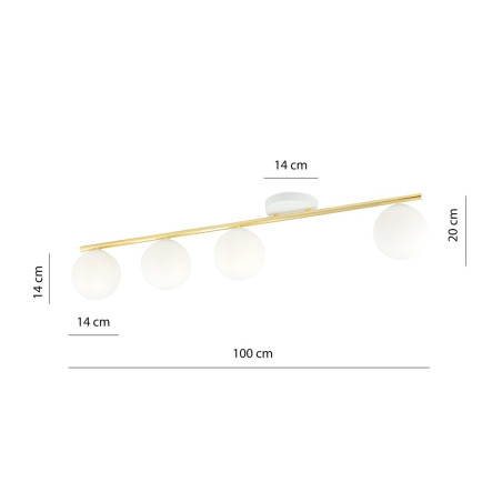 Lampa sufitowa  MONZA 4 WH OPAL 1253/4 EMIBIG