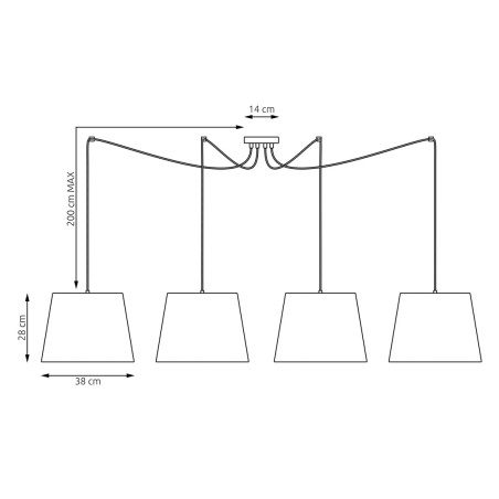 Lampa wisząca ASCOT 4 GRAY 1424/4 EMIBIG