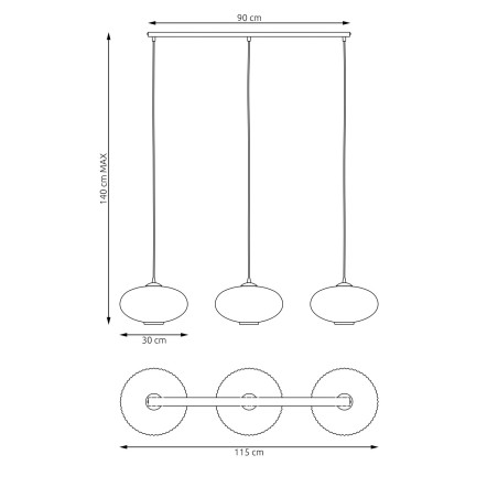 Lampa wisząca COCO 3 BL OPAL  1376/3 EMIBIG