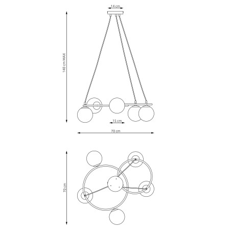Lampa wisząca LIBRA 5 BL GRAFIT 1380/5 EMIBIG
