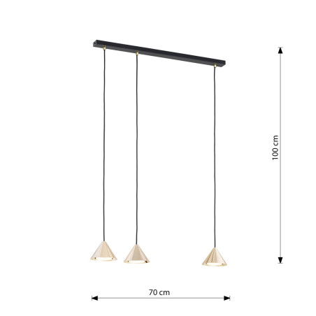 Lampa wisząca ELIT 3 BL GOLD 1329/3 EMIBIG