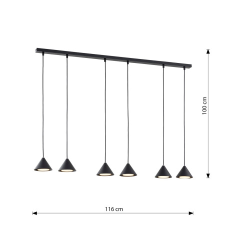 Lampa wisząca ELIT 6 BLACK 1330/6 EMIBIG