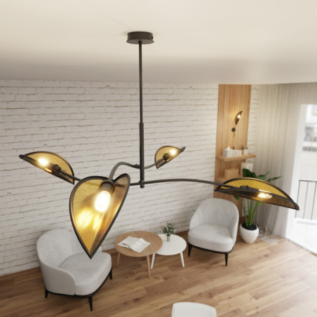 Lampa sufitowa  LOTUS 4 BLACK/GOLD 1106/4 EMIBIG