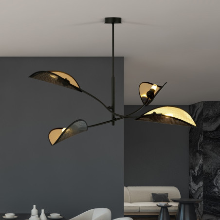 Lampa sufitowa  LOTUS 4 BLACK/GOLD 1106/4 EMIBIG