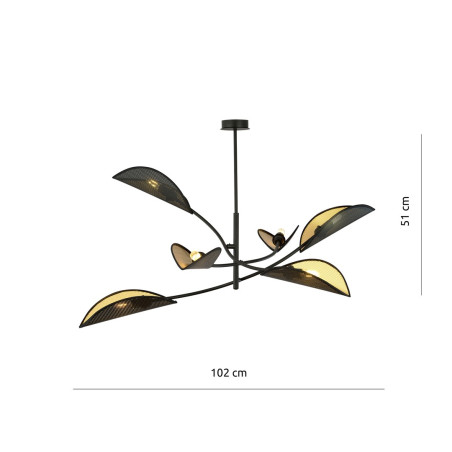 Lampa sufitowa  LOTUS 6 BLACK/GOLD 1106/6 EMIBIG