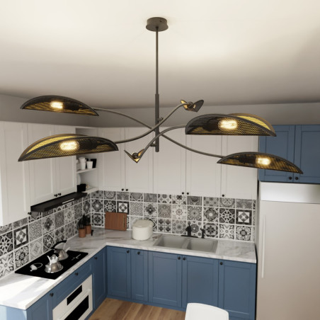 Lampa sufitowa  LOTUS 6 BLACK/GOLD 1106/6 EMIBIG