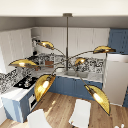 Lampa sufitowa  LOTUS 6 BLACK/GOLD 1106/6 EMIBIG