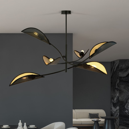 Lampa sufitowa  LOTUS 6 BLACK/GOLD 1106/6 EMIBIG