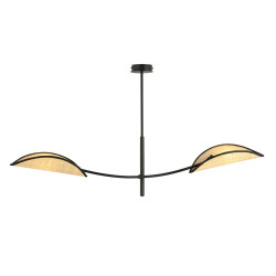 Lampa sufitowa  LOTUS 2 BLACK/RATTAN 1108/2 EMIBIG