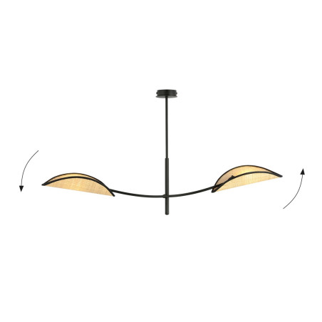 Lampa sufitowa  LOTUS 2 BLACK/RATTAN 1108/2 EMIBIG